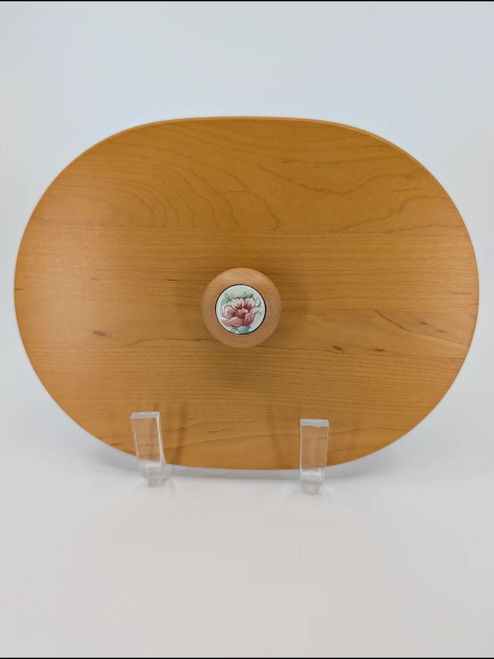 Longaberger Woodcrafts 2001 Mother's Day Vintage Blossoms Lid With Rose Knob